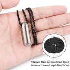 TISUR Titanium Pill Case with 28 Necklace Chain,Micro Keychain Pill Holder.Waterproof Pill Fob for Emergency Aspirin & Nitrogl