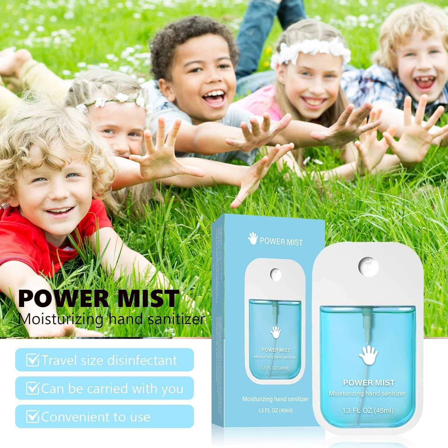 NLIEOPDA Power Mist Hand Sanitizer Spray, Spray Power Mist Hydrating Sanitizer Spray Travel Size, Portable Pocket Hand Sanitizer