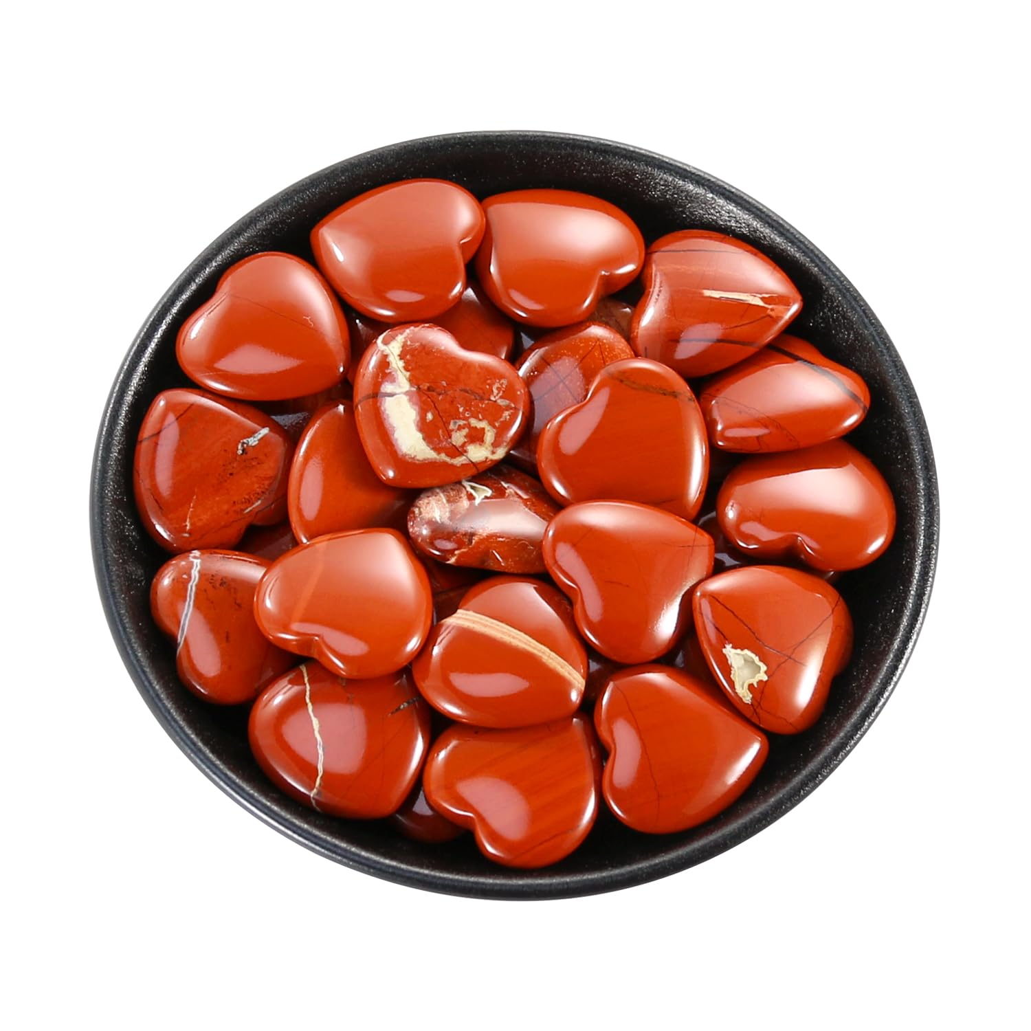 Nvzi Tumbled Polished Natural Red Jasper Crystal Heart Stones, Crystals and Healing Stones Quartz Bulk for Wicca, Reiki, Healing