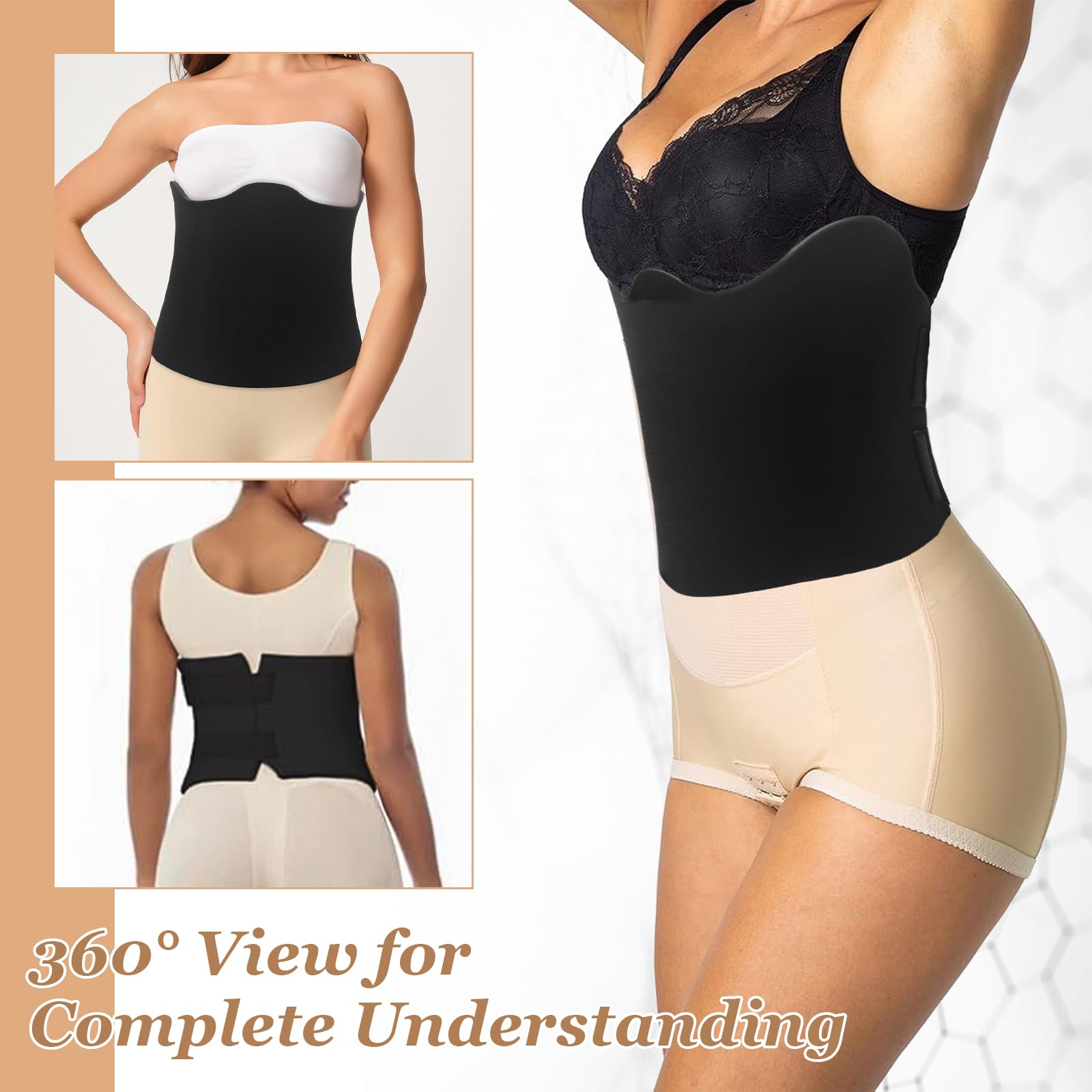 Post Surgery 360 Lipo Foam Wrap - Adjustable Abdominal Compression Board for Recovery, Breathable & Soft Lipo Foams with Full Co