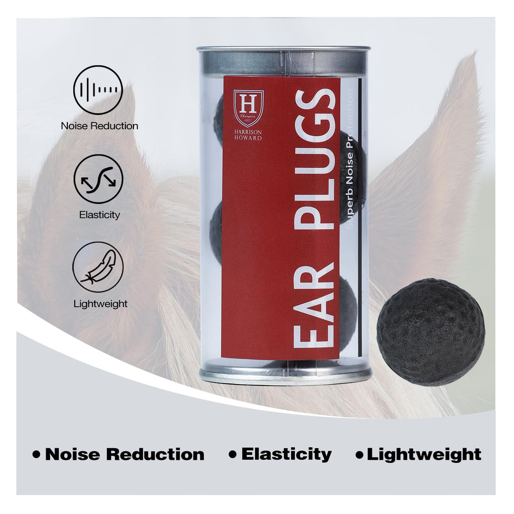 Harrison Howard EaseFit Equestrian Earplugs 3cm Horse Foam Ear Plugs Balls 4 PCS-Mars Black