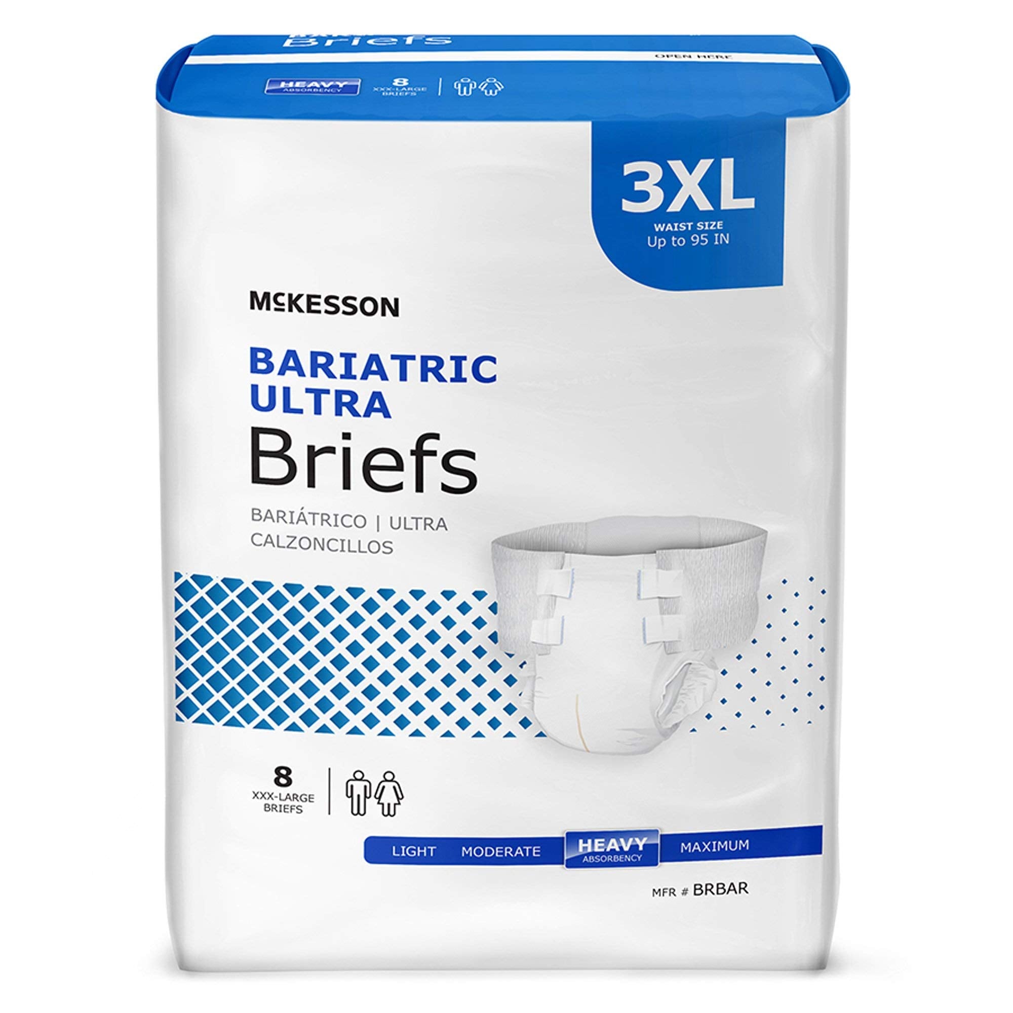 McKesson Ultra Briefs, [8 Count], 3XL, Up to 95 in. Incontinence Adult Diapers with Tabs, Heavy Absorbency, Unisex, Disposable, 