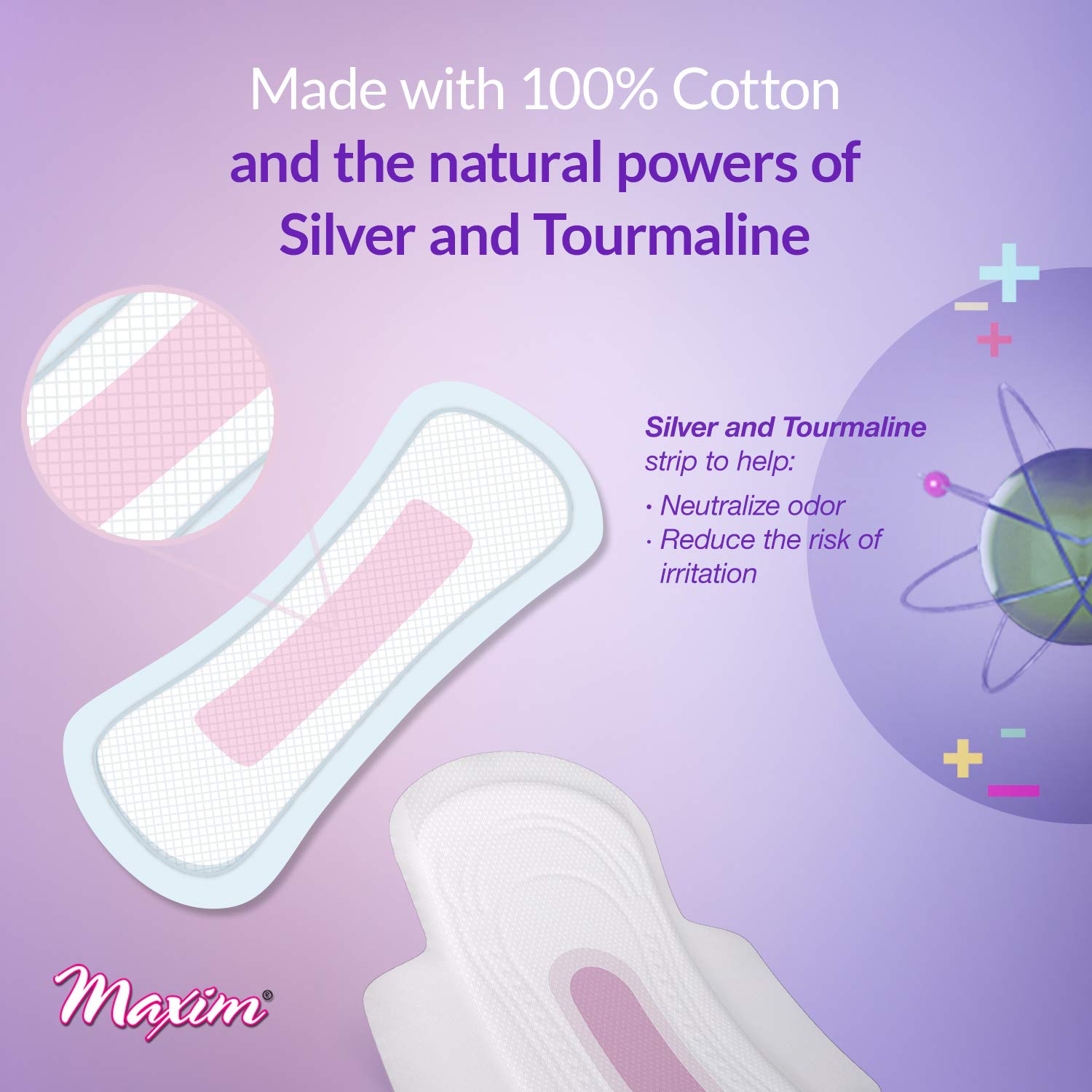 Maxim Cotton Organic Sanitary Pads (1 Pack, MaxION-Wing-Nighttime)