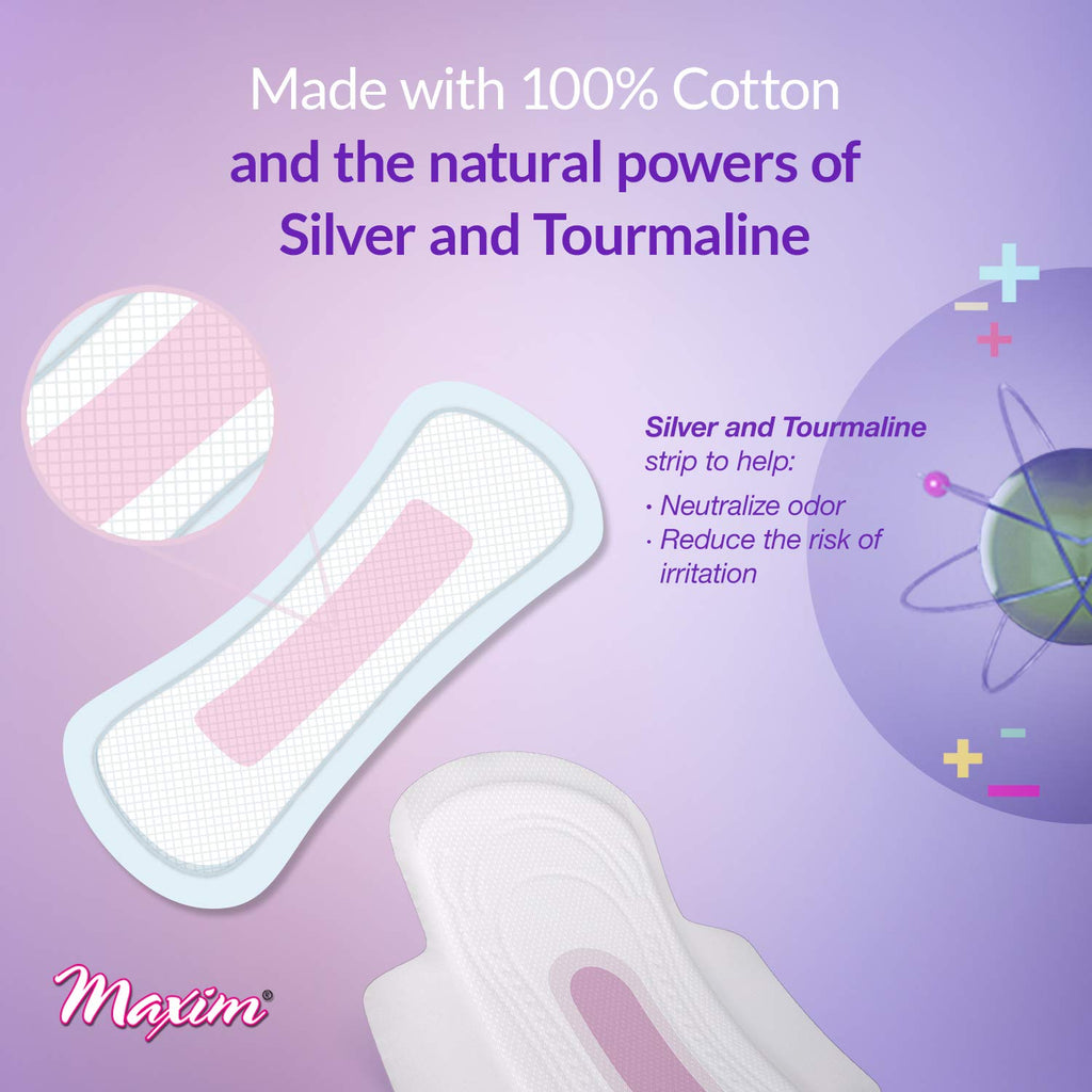 Maxim Cotton Organic Sanitary Pads (1 Pack, MaxION-Wing-Nighttime)