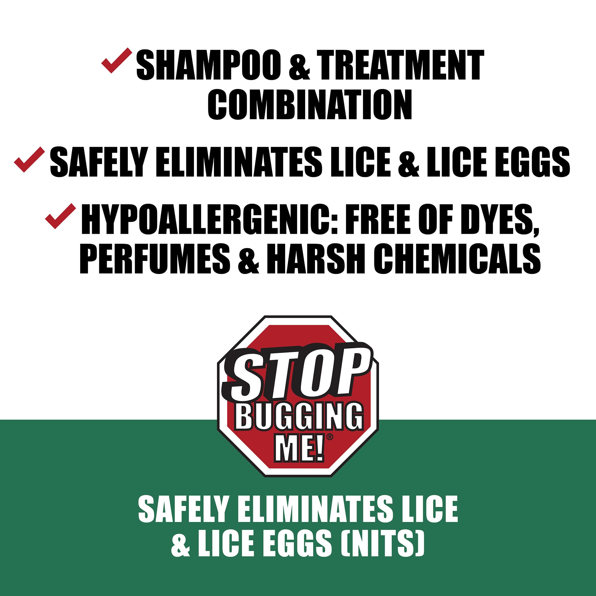Stop Bugging Me! All-Natural 2-in-1 Super Lice Treatment Gel Shampoo, 8 oz | Safely Eliminates Lice & Eggs