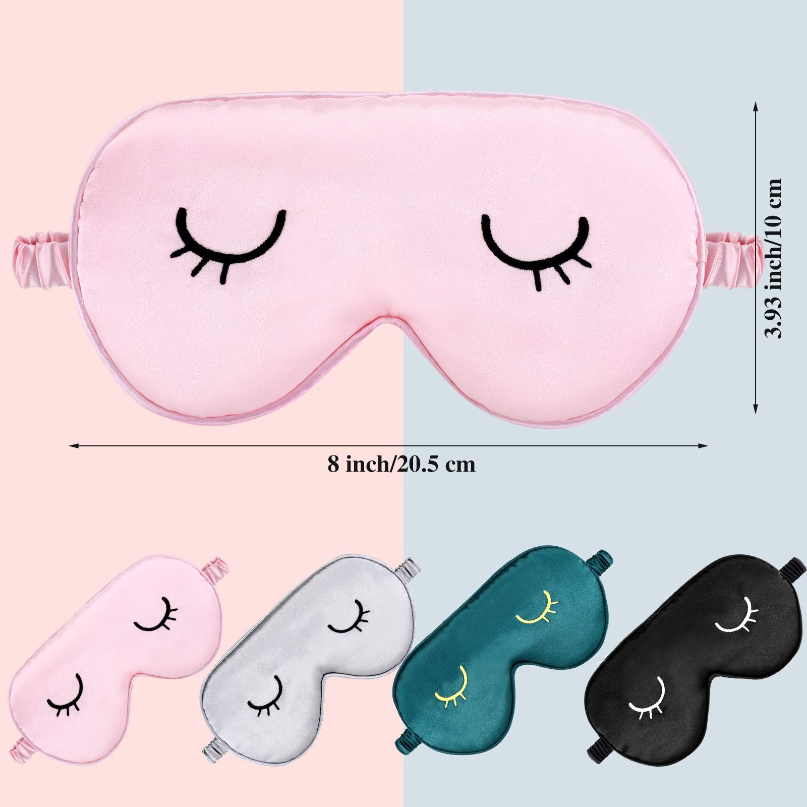4 Pieces Sleep Eye Masks Silk Sleep Eye Cover Cute Lightweight Adjustable Eyeshade Mask Satin Night Eyeshade Covers for Women Me