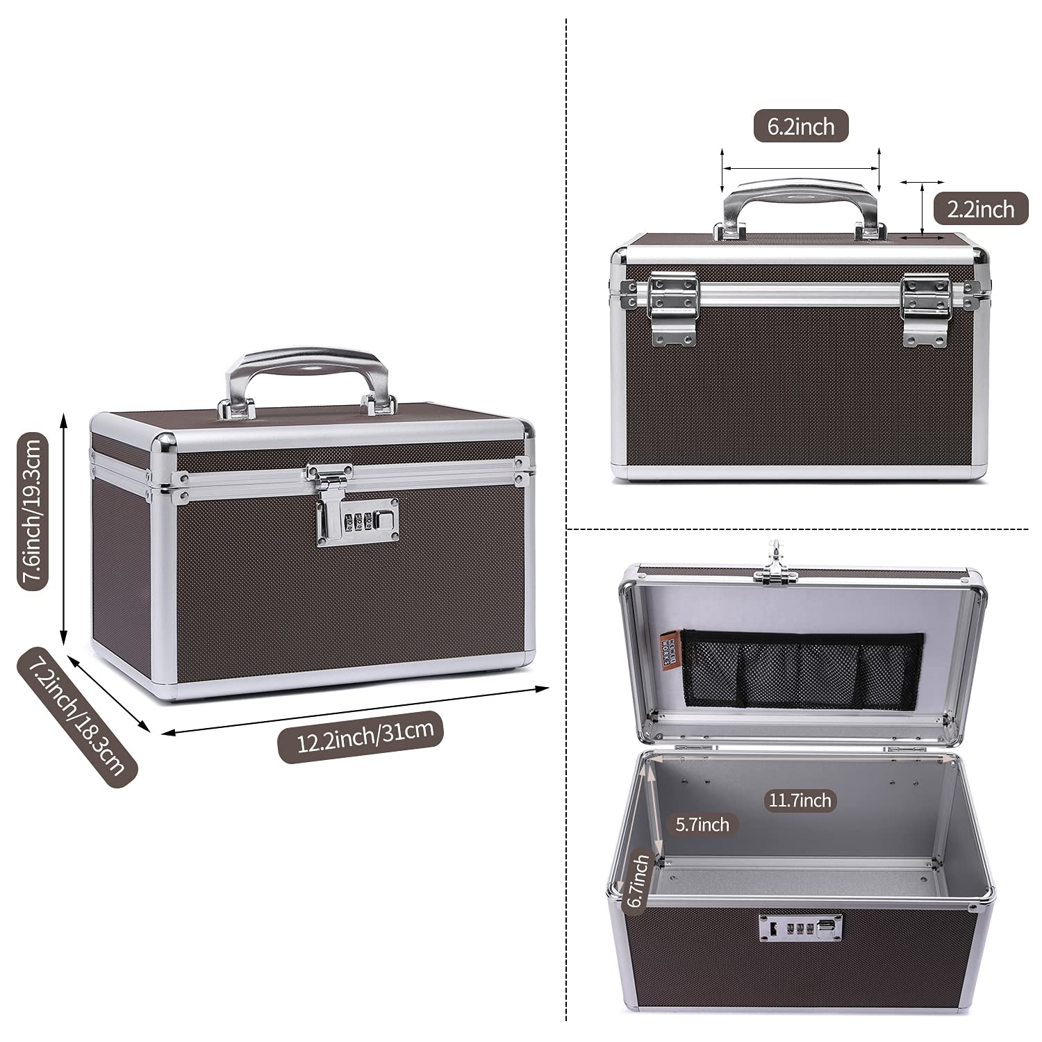 Locking Medication Box with Portable Storage Case, Childproof Medicine Lock Organizer, 12.2x 7.2x 7.6, Lockable Empty Firs