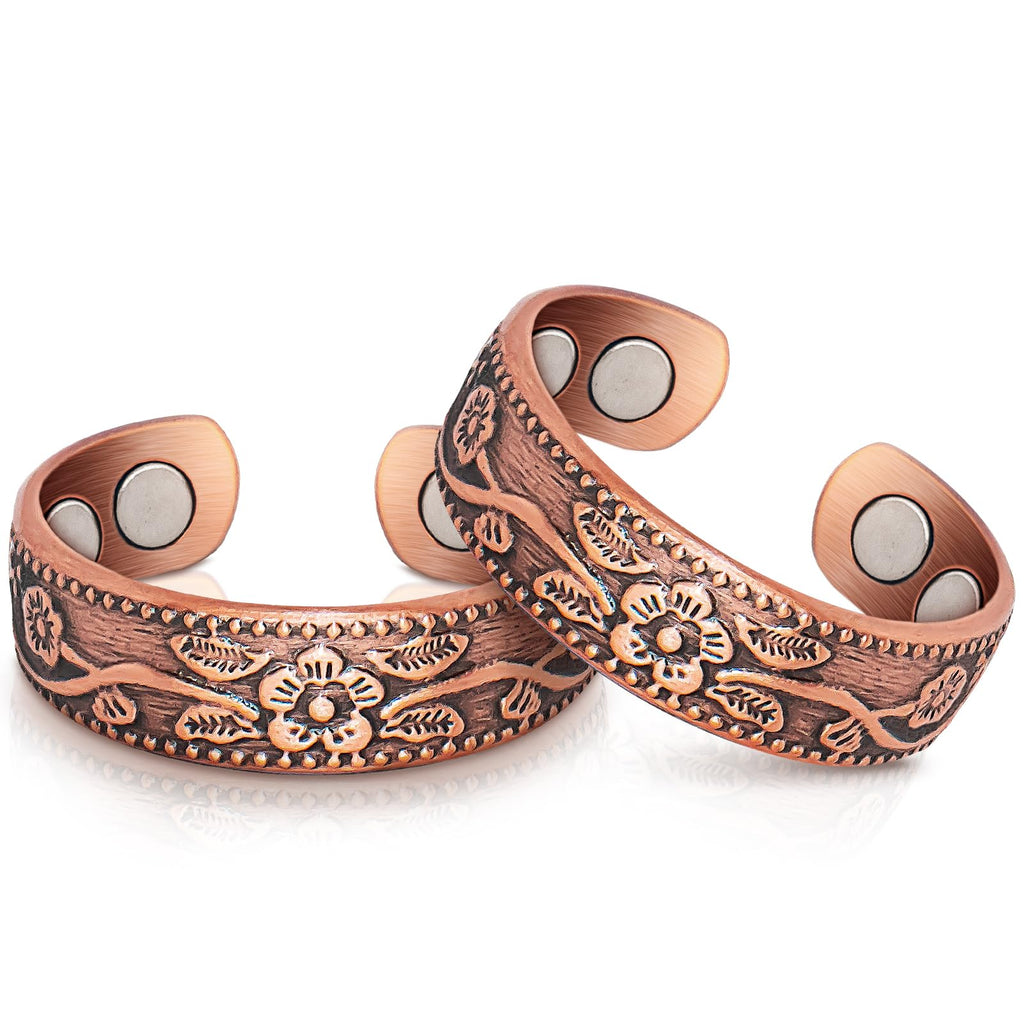 Copper Rings for Women,99.99% Pure Copper Magnetic Rings with 3500 Gauss Magnets,Copper Jewelry for Women(Set of 2)