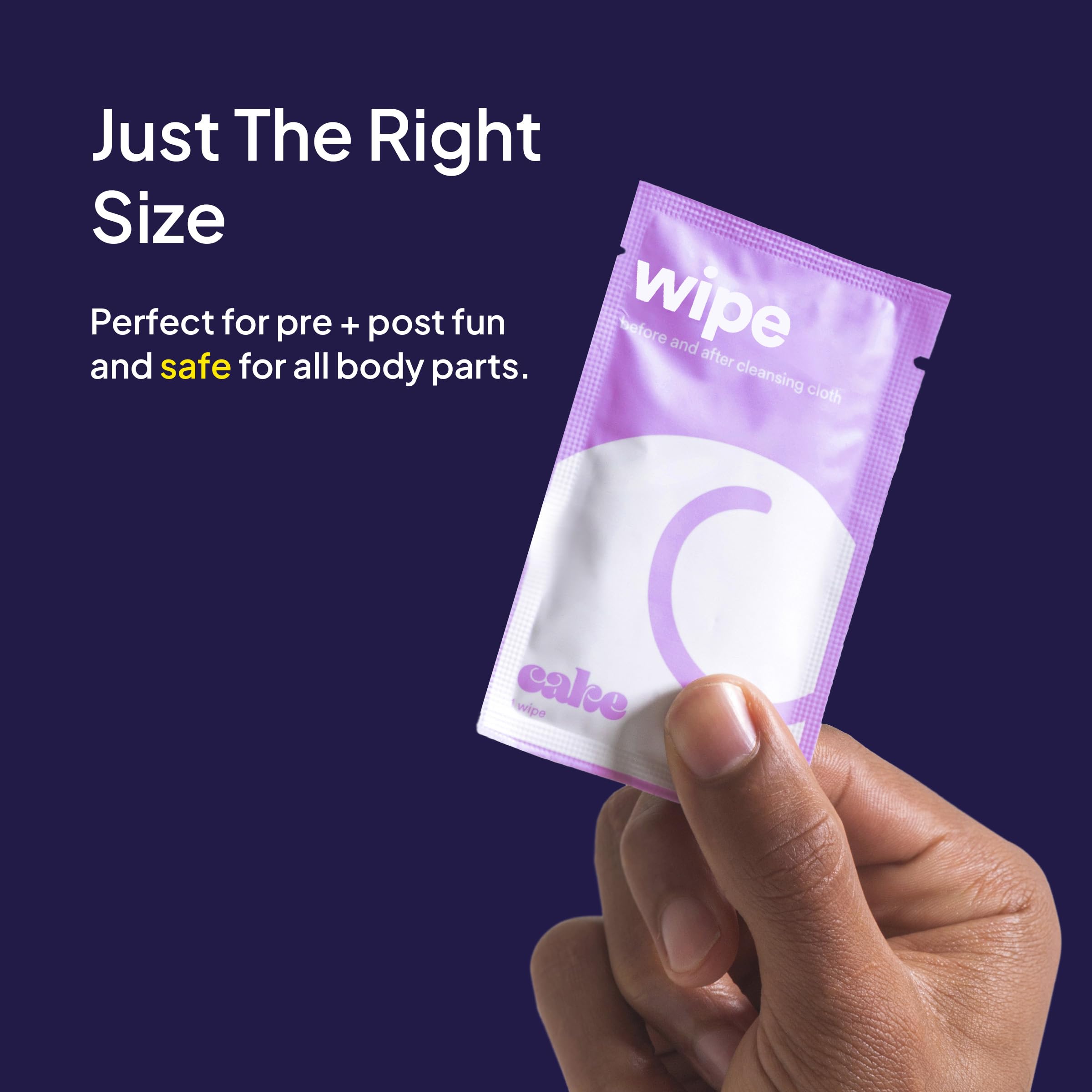 Hello Cake Sex Wipes - Individually Wrapped, Organic Flushable Wipes for Adults - Biodegradable, Hypoallergenic, pH-Balanced, Hy
