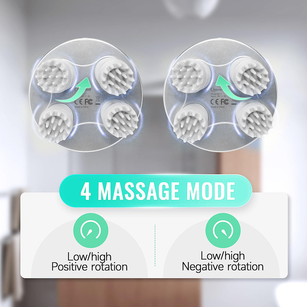 Queenwill Electric Cordless Scalp Massager Head Scalp Stress Relax, Handheld Portable Head Scratcher Massage for Hair Growth, Cl