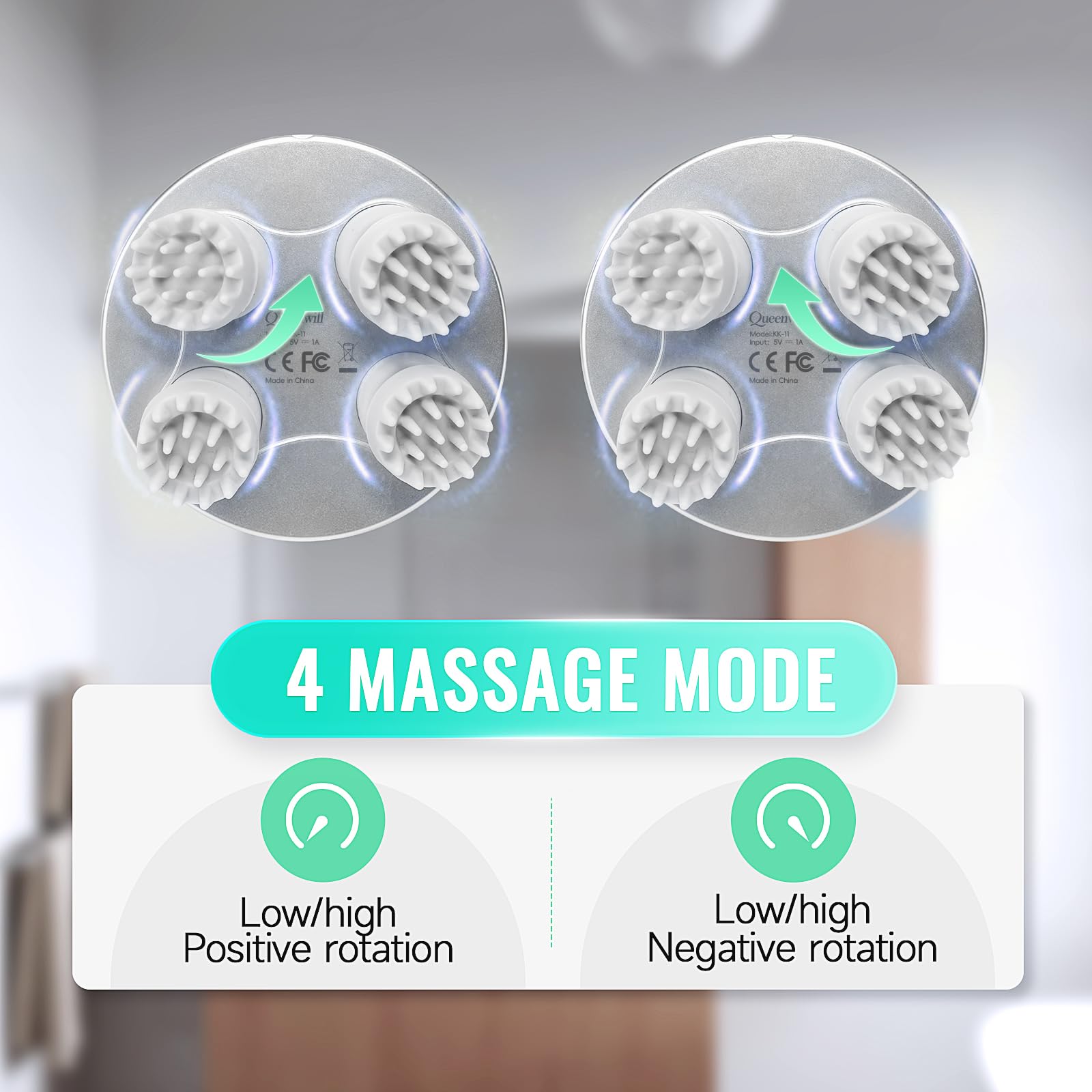 Queenwill Electric Cordless Scalp Massager Head Scalp Stress Relax, Handheld Portable Head Scratcher Massage for Hair Growth, Cl