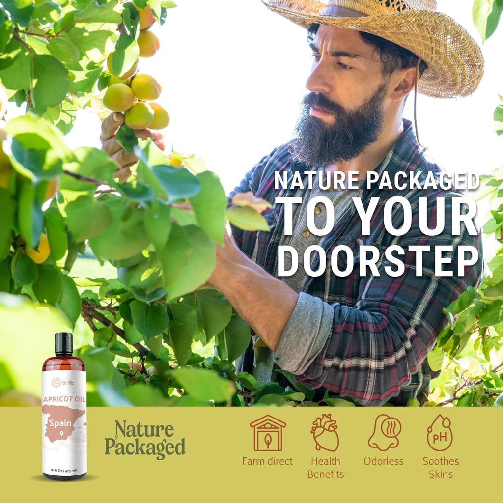 Nature Packaged Apricot Kernel Oil (16oz) - Direct from Spain and Turkey- 100% Pure Carrier Oil for Hair, Face, and Skin - Cold-