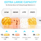 LEMBOL Large Weekly Pill Organizer 2 Pack,Daily Vitamin Case Box 7 Day with XL Compartment,Travel Friendly Medicine Organizer fo