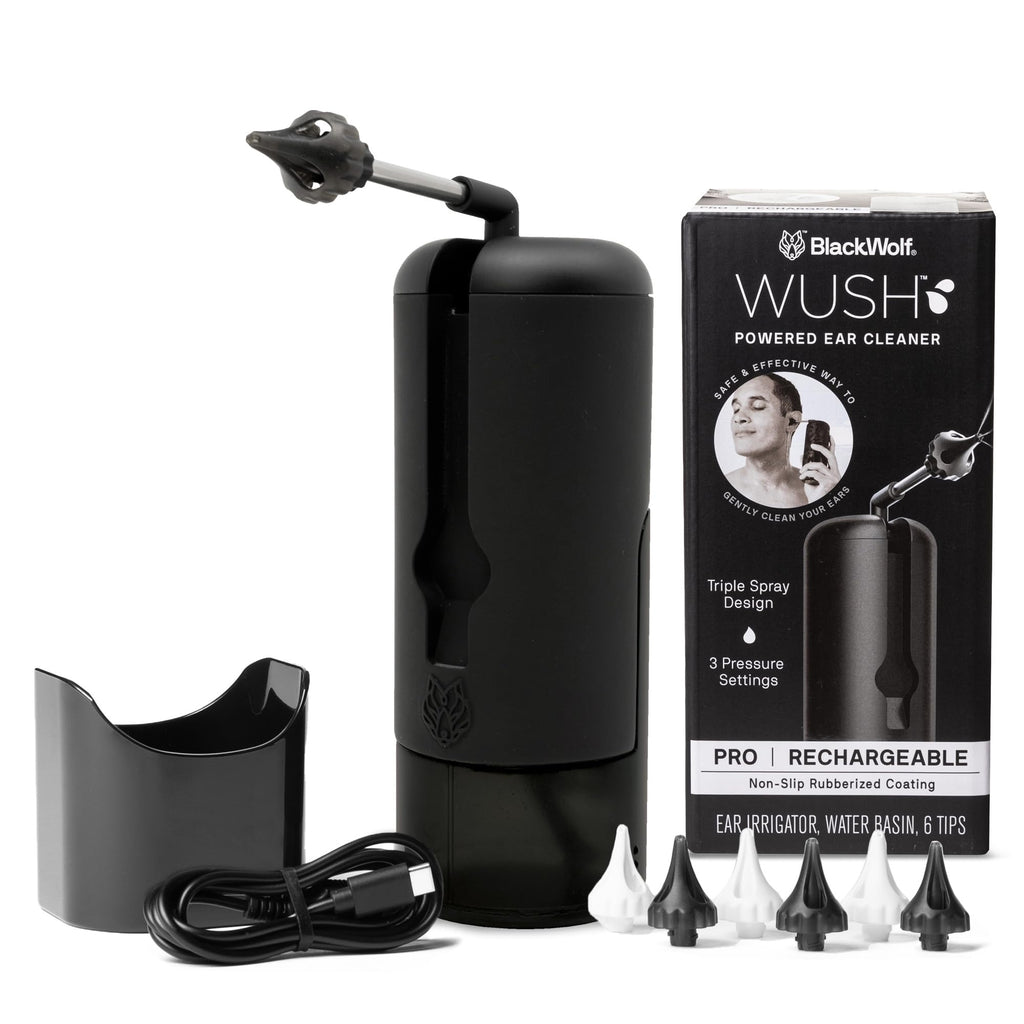 Wush Pro By Black Wolf- Deluxe Water Powered Ear Cleaner- Safe & Effective- Electric Triple Jet Stream 3 Pressure Settings For E