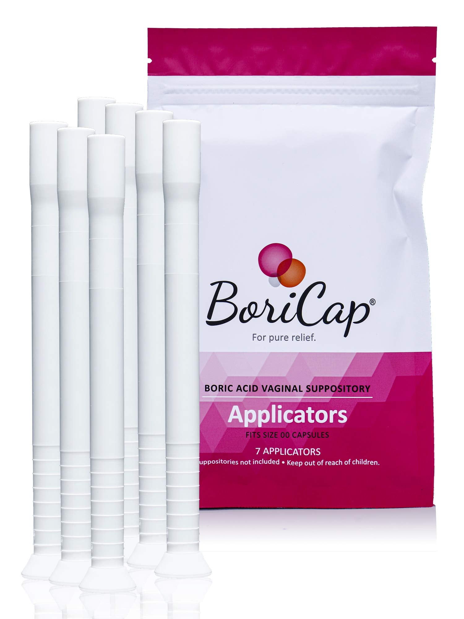 BoriCap Boric Acid Vaginal Suppository Applicators, 7 Applicators - Hygienic Solution for Easy Glide Applicator Insertion - Wash