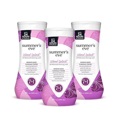 Summer's Eve Island Splash Refreshing Daily All Over Feminine Body Wash, Removes Odor, Feminine Wash pH Balanced, 15 fl oz, 3 Pa