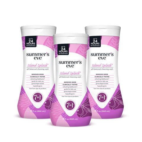 Summer's Eve Island Splash Refreshing Daily All Over Feminine Body Wash, Removes Odor, Feminine Wash pH Balanced, 15 fl oz, 3 Pa