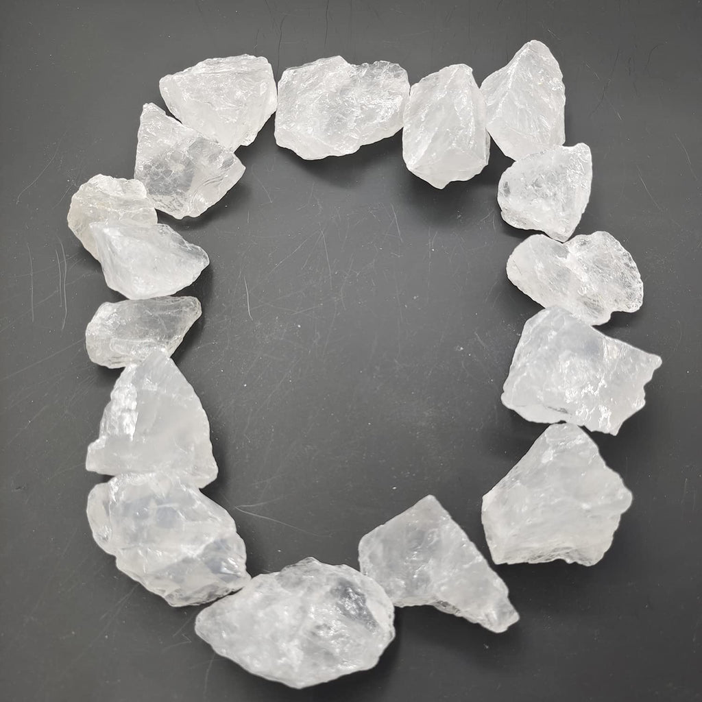 HaoChong 250g White Quartz Rough Stones Bulk Natural Raw Quartz Crystal Fountain Rocks for Cabbing,Tumbling,Polishing,Wrapping,
