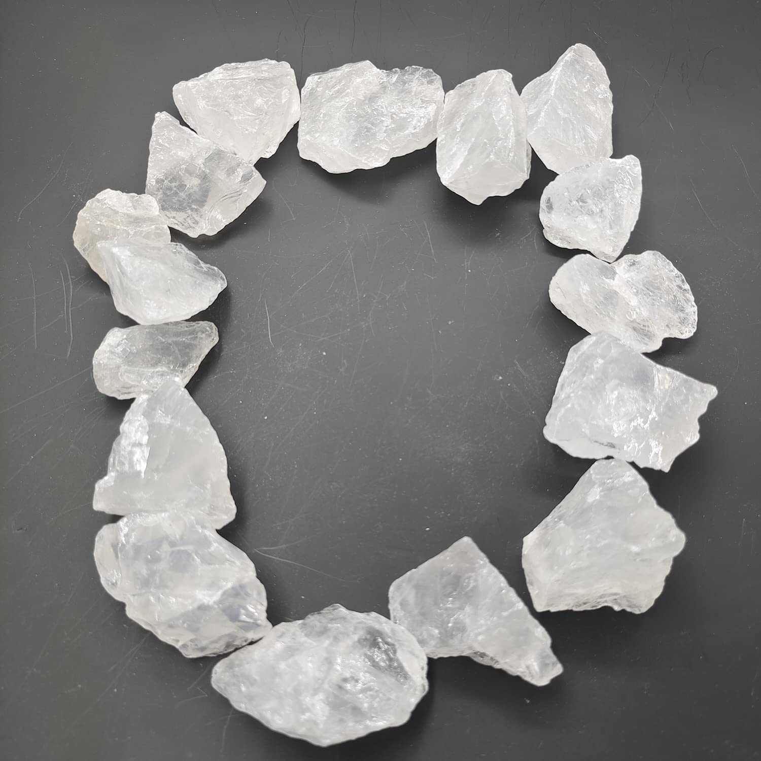HaoChong 250g White Quartz Rough Stones Bulk Natural Raw Quartz Crystal Fountain Rocks for Cabbing,Tumbling,Polishing,Wrapping,