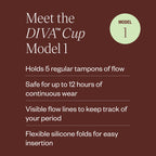 DIVA Cup - Medical Grade Silicone Cup for Period Care - Reusable Menstrual Cup - Up to 12 Hours of Continuous Wear - Model 1 (Fo
