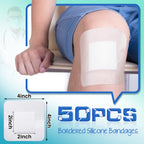 Nuanchu 50 Pieces Island Dressing Bordered Gauze Wound Care Bandage with Adhesive Border Wound Bandage Pads Waterproof Breathabl