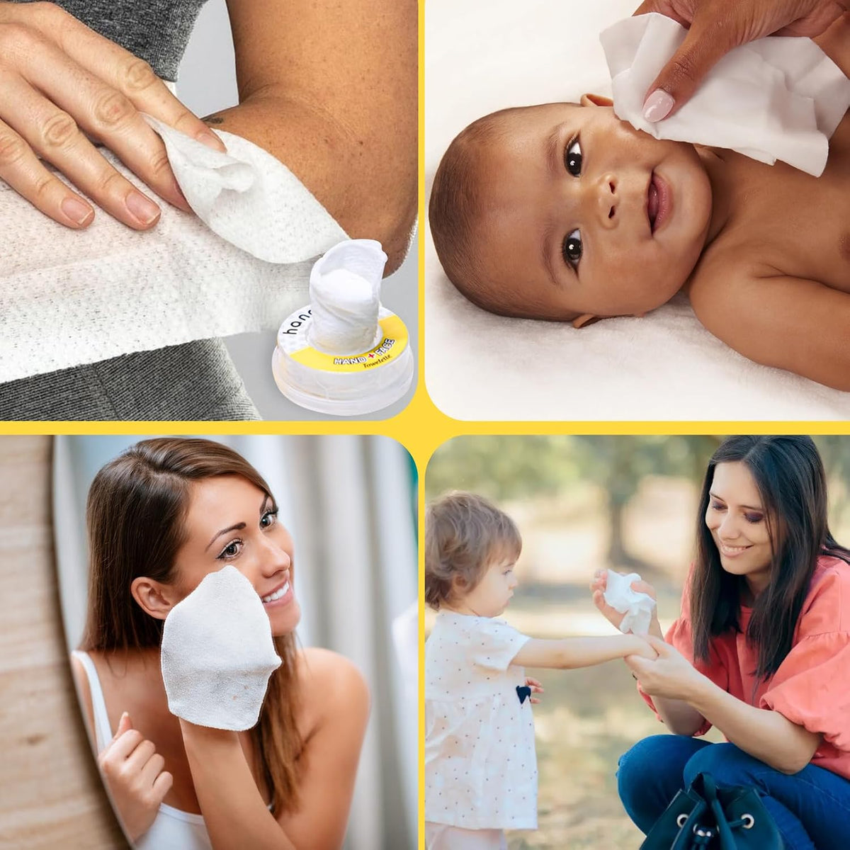 Hand Pop Lemon-Scented Wet Wipes – 10-Pack Travel Towelettes, Alcohol-Free Hydrating Skin Wipes, Eco-Friendly Refreshing Wipes for Gym, Purse, Pocket & Travel