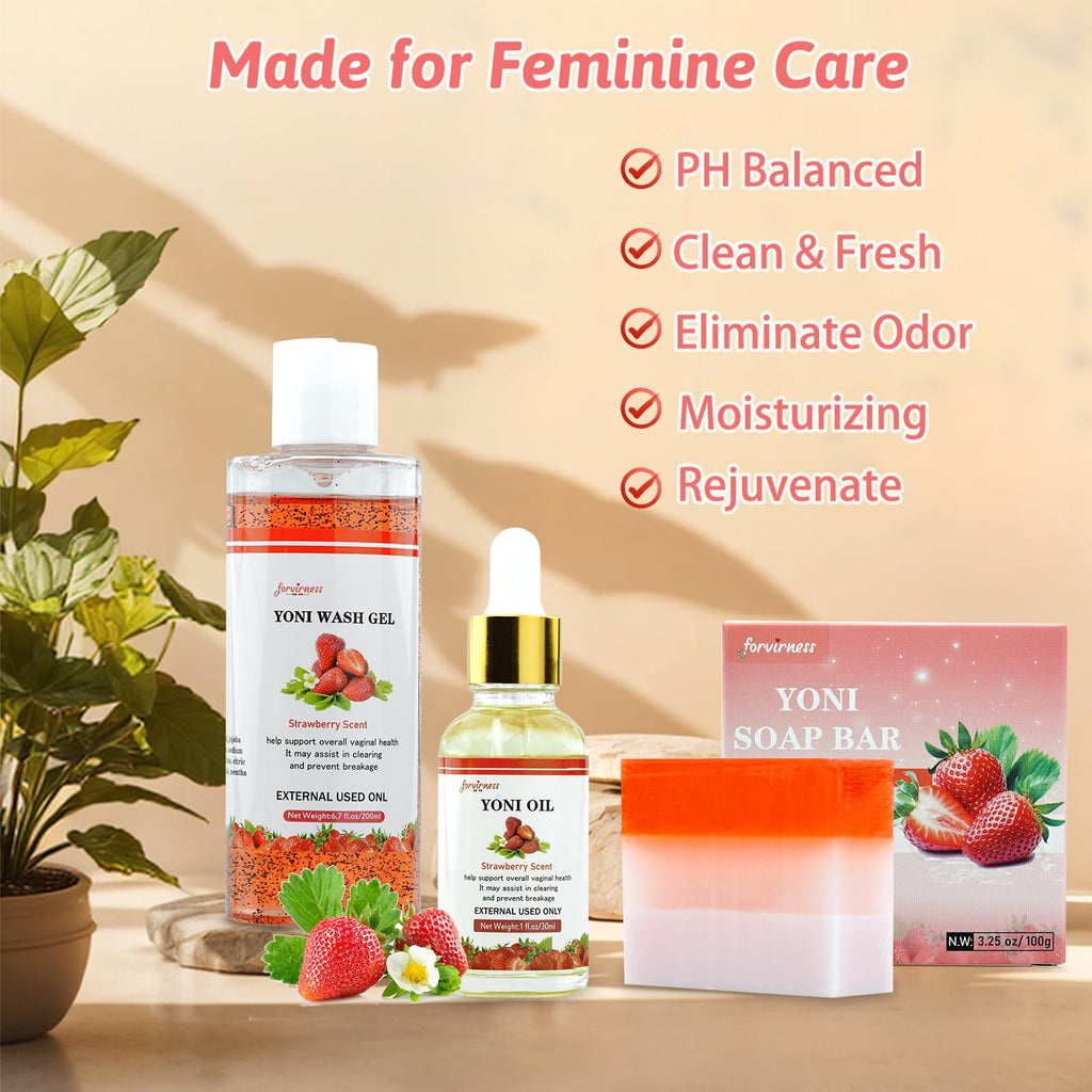 Yoni Wash Yoni Oil Bar Soap for Women PH Balance, Strawberry Body Oil, Feminine Wash for Women Moisturizing, 1 Fl.Oz Feminine Oi
