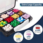 Fullicon Daily Travel Moisture Proof Pill Case with 12 Extra Large Compartment, Pill Organizer with 3 Secured Buckles, Large Sup