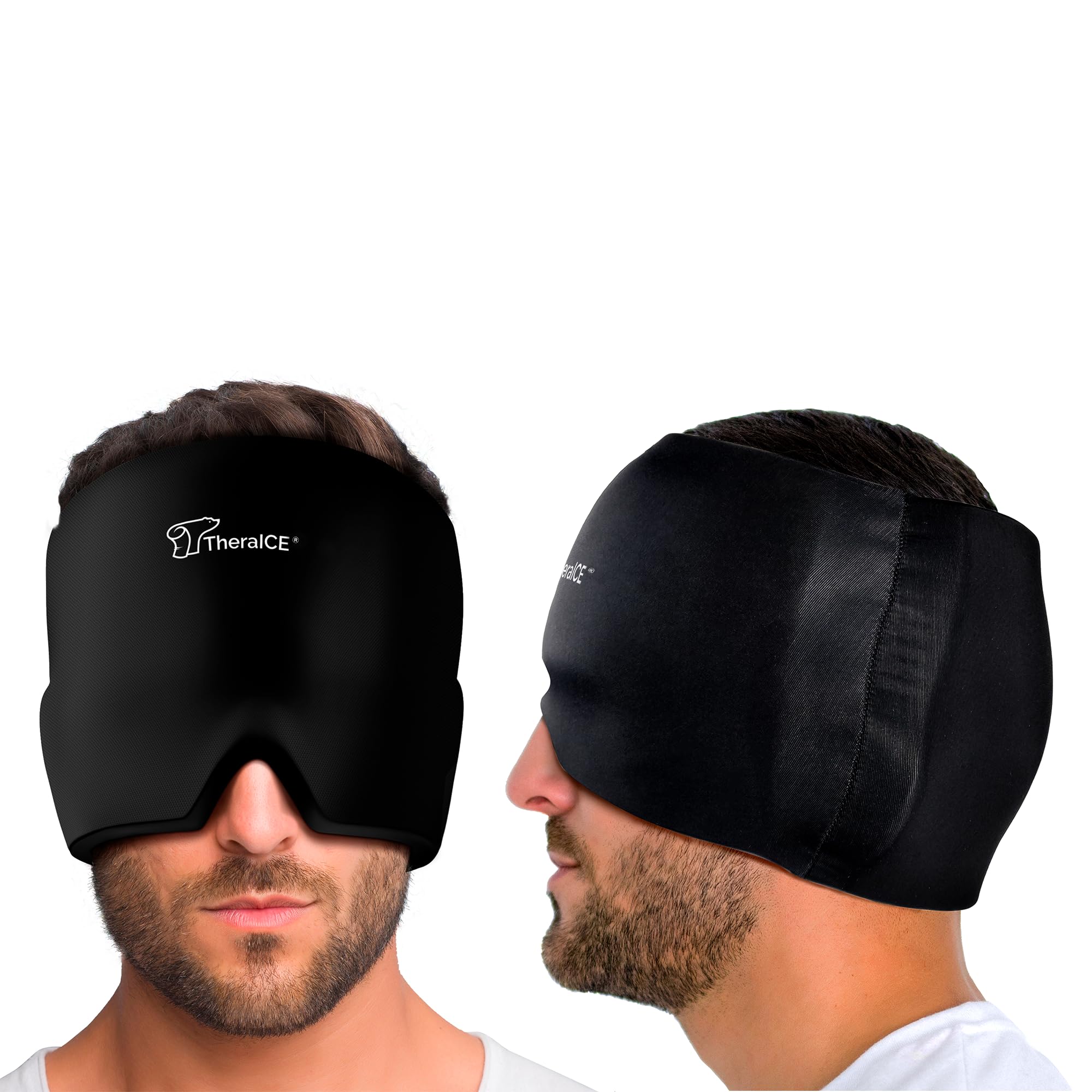 TheraICE Migraine Relief Cap, Soothing Headache Hat Ice Pack Mask, Face Cold Compress Cooling Gel Head Wrap Products for Tension