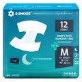 SUNKISS TrustPlus Unisex Adult Diapers, Medium, 12 Count - Heavy Absorbency, Leak Protection, Advanced Odor Control, Extra Soft,