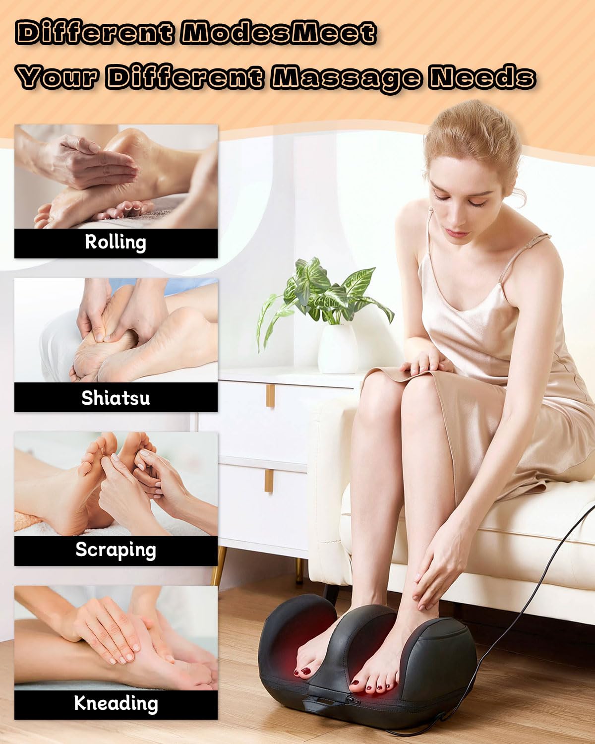 IOOKNA Foot Massager with Heat - Deep Kneading Massage, Suitable for Home and Office, Various Holiday Gifts (Calf Within 22 inch
