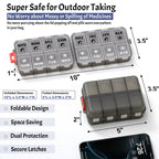 Foldable Weekly Pill Organizer 2 Times a Day with 2 Extra Compartments (Clear Printed Labels) - 7 Day AM PM Medicine Box, Week D
