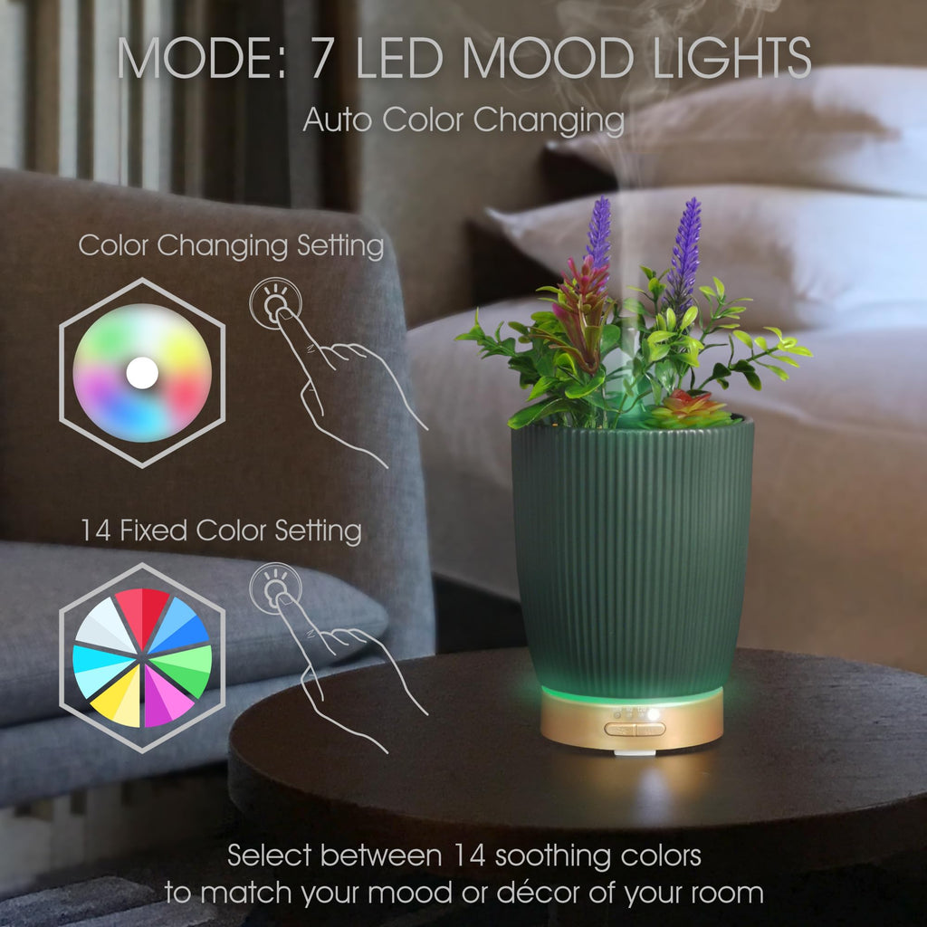 Earnest Living Essential Oil Diffuser Ceramic Artificial Succulent Plants Potted Diffuser 100 ml for Lavender Essential Oils Tim
