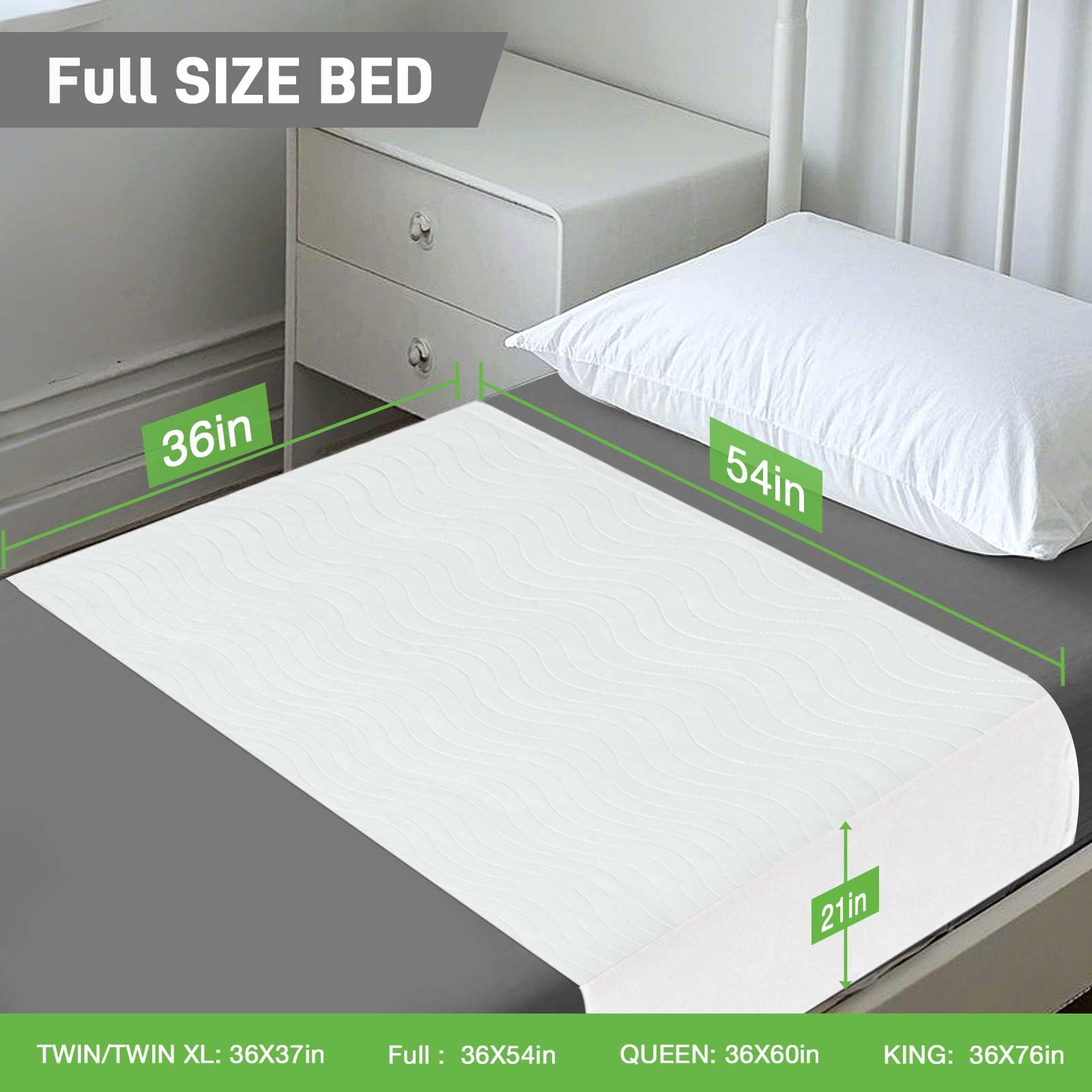 Bed Pads Washable Waterproof for Incontinence Adults, Reusable Wetting Pad Mattress Protector Underpads Tuckable Quick Dry, Fits
