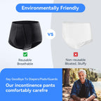 Carer Mens Incontinence Underwear Washable Bladder Control Briefs Urinary Incontinence Brief for Men Cotton Reusable Mens Prote