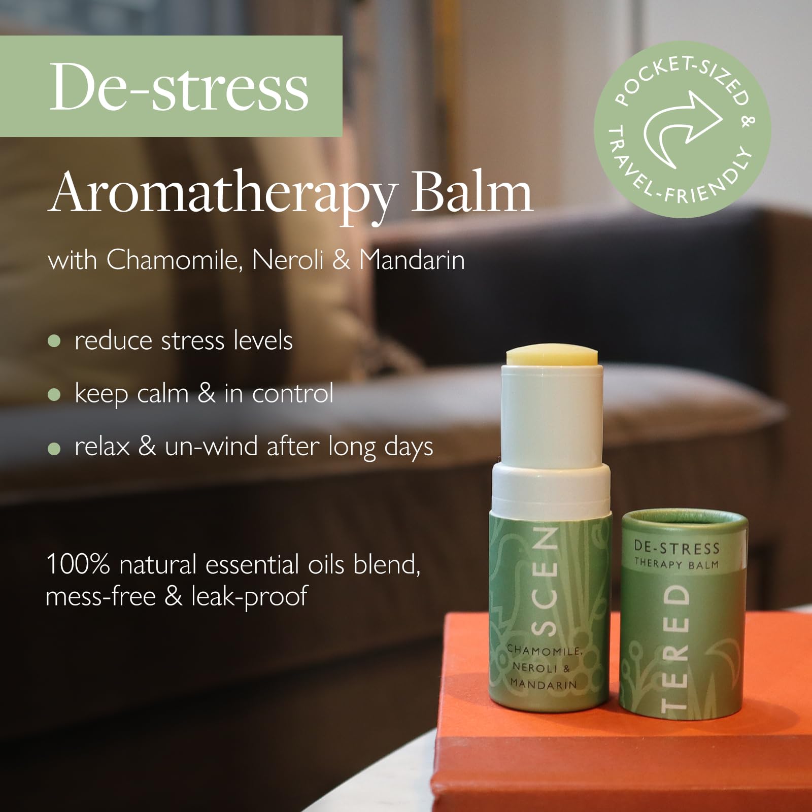 Scentered Aromatherapy Balm Stick, Love - Self Care & Emotional Wellbeing - 100% Natural Essential Oils Blend: Rose, Cedarwood,