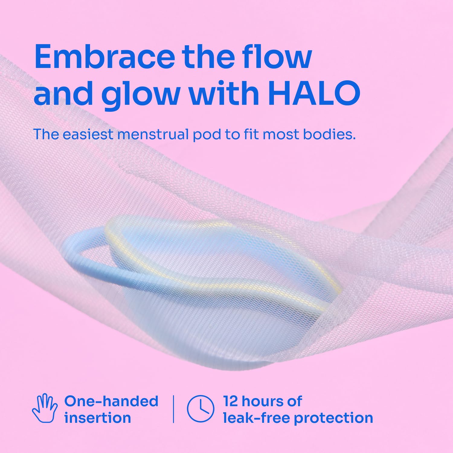 Halo Reusable Menstrual Disc Pod - One-Handed Insertion - Pull Tab for Easy Removal - Medical-Grade Silicone - Menstrual Cup, Ta