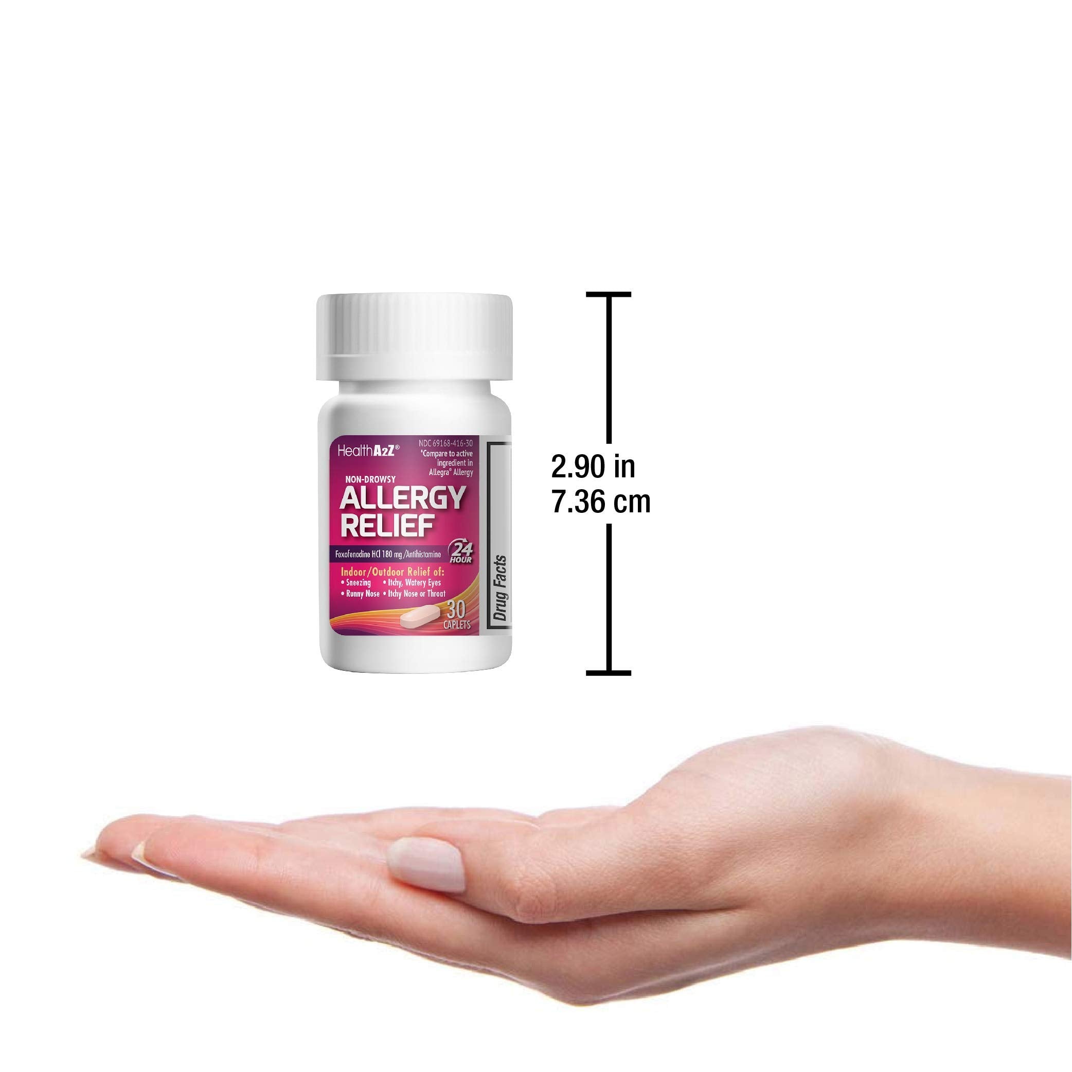 HealthA2Z Fexofenadine Hydrochloride 180mg, Antihistamine for Allergy Relief, Non-Drowsy, 24-Hour Antihistamine for Allergy Reli