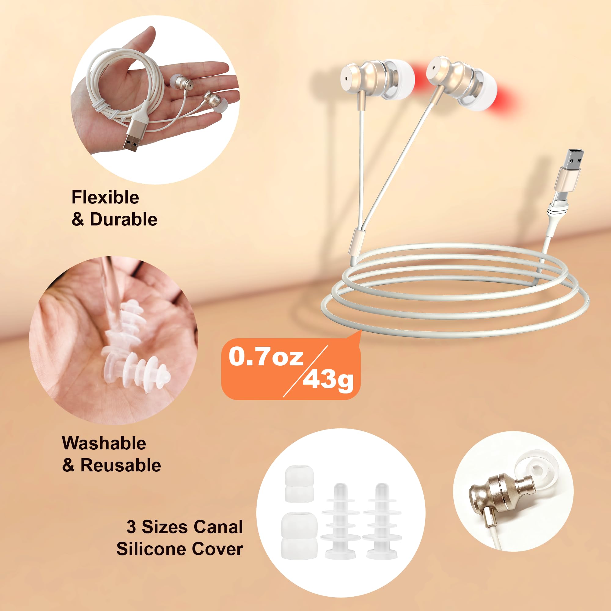 Red Light Therapy for Nose & Ears - Canal Silicone Cover and Nasal Silicone Sleeve 2 in 1, with a Packge Box(White)