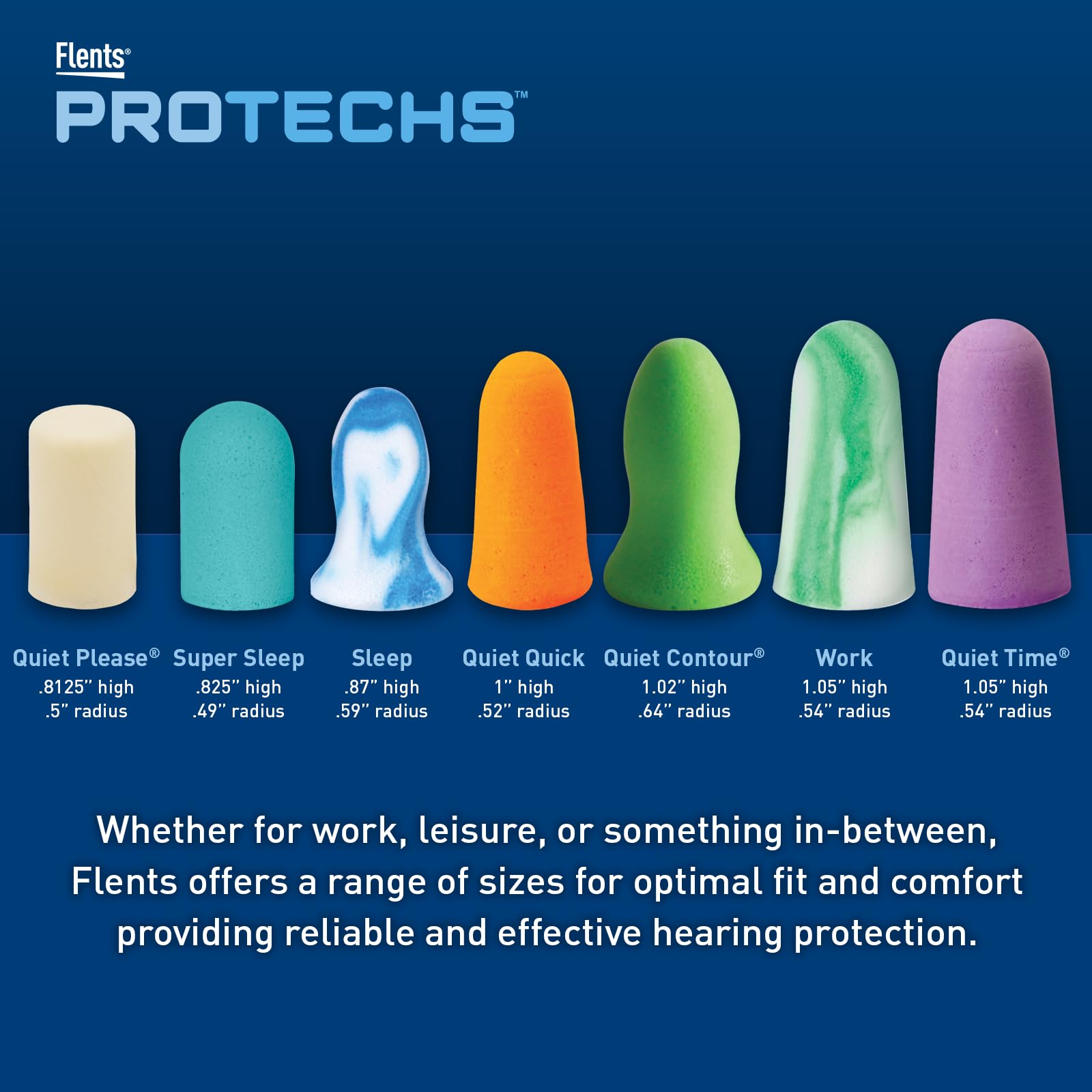 Flents Protechs Reusable Ear Plugs For Sleeping, Protection From Loud Environments, Improved Sleep, Reduces Pressure, 10 Pairs W