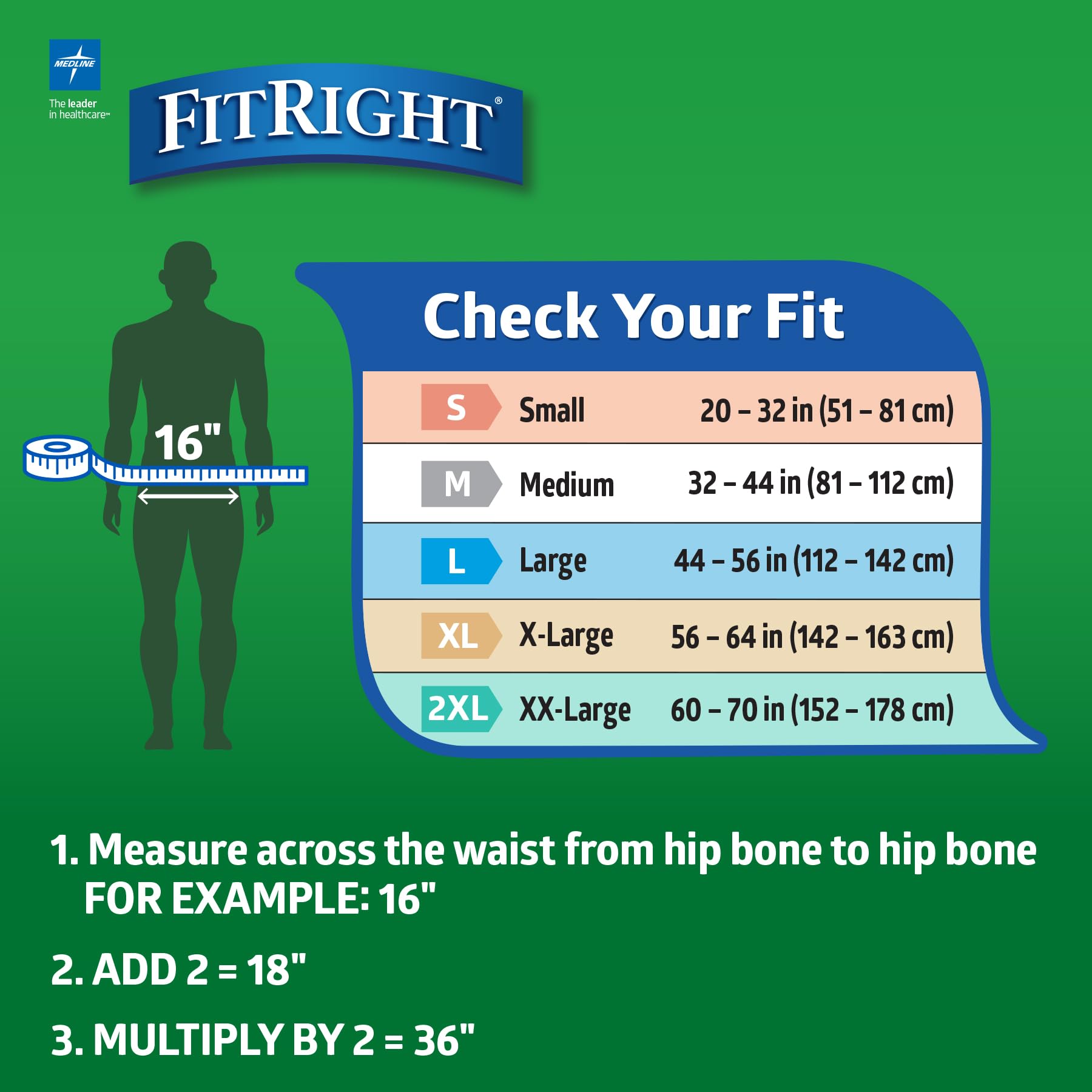 FitRight Ultra Adult Diapers, Disposable Incontinence Briefs with Tabs, Heavy Absorbency, Medium, 32-42, 4 packs of 20 (80 total