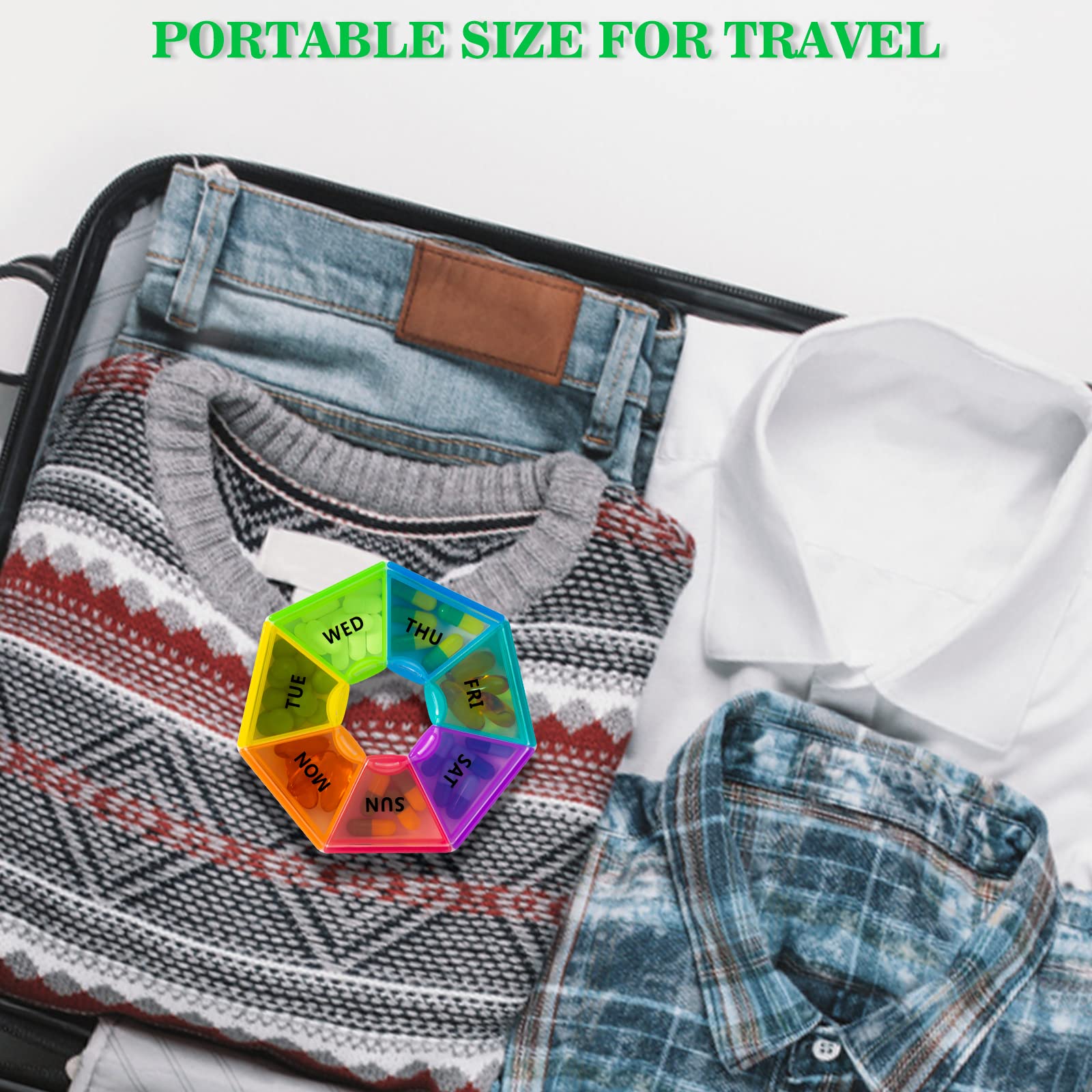 Large Weekly Pill Organizer, Gelibo Pill Box 7 Day, Easy to Open Pill Case, Daily Medicine Organizer, Travel Pill Container, Vit
