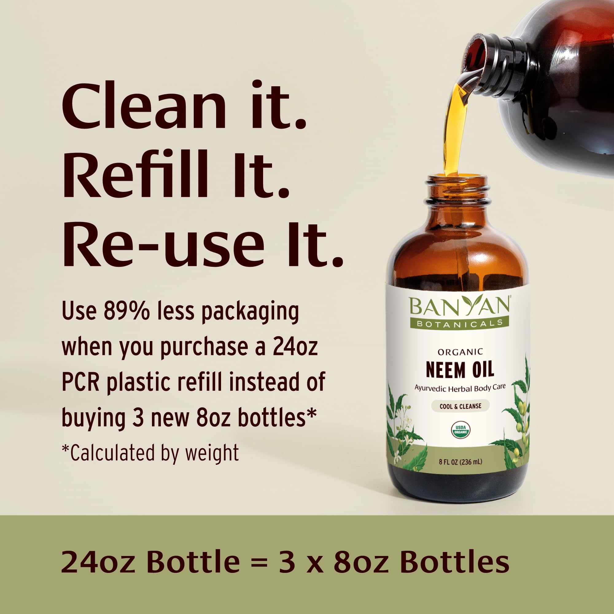 Banyan Botanicals Organic Neem Oil - Cooling & Soothing Ayurvedic Neem Oil - Supports Healthy Radiant Skin - 8 oz. - Non-GMO Sus