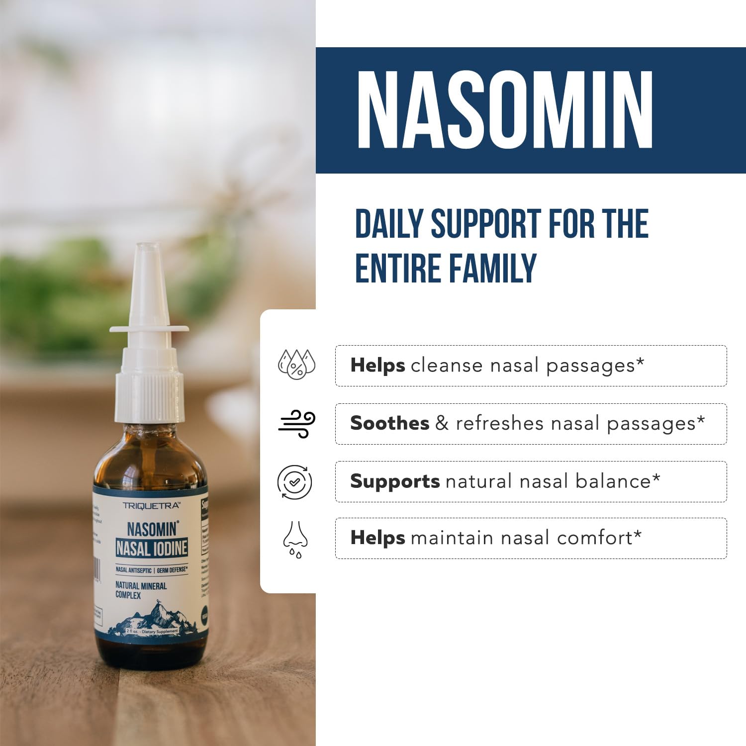Nasomin Iodine Nasal Spray - Cleanses & Refreshes Your Nasal Passages - Iodine & Fulvic Acid Blend - 150+ Uses Per Bottle - 100%