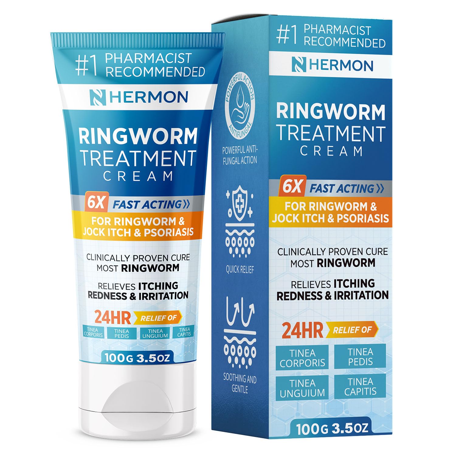 Hermon Powerful Antifungal Ringworm Cream - Effective Treatment for Stubborn Ringworm, Jock Itch, Eczema, Tinea Versicolor, Athl