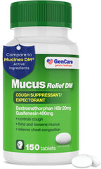 GenCare - Mucus Relief DM (150 Count Value Bottle) Dextromethorphan HBr 20mg Guaifenesin 400mg | Generic Mucus Relief DM | Immed
