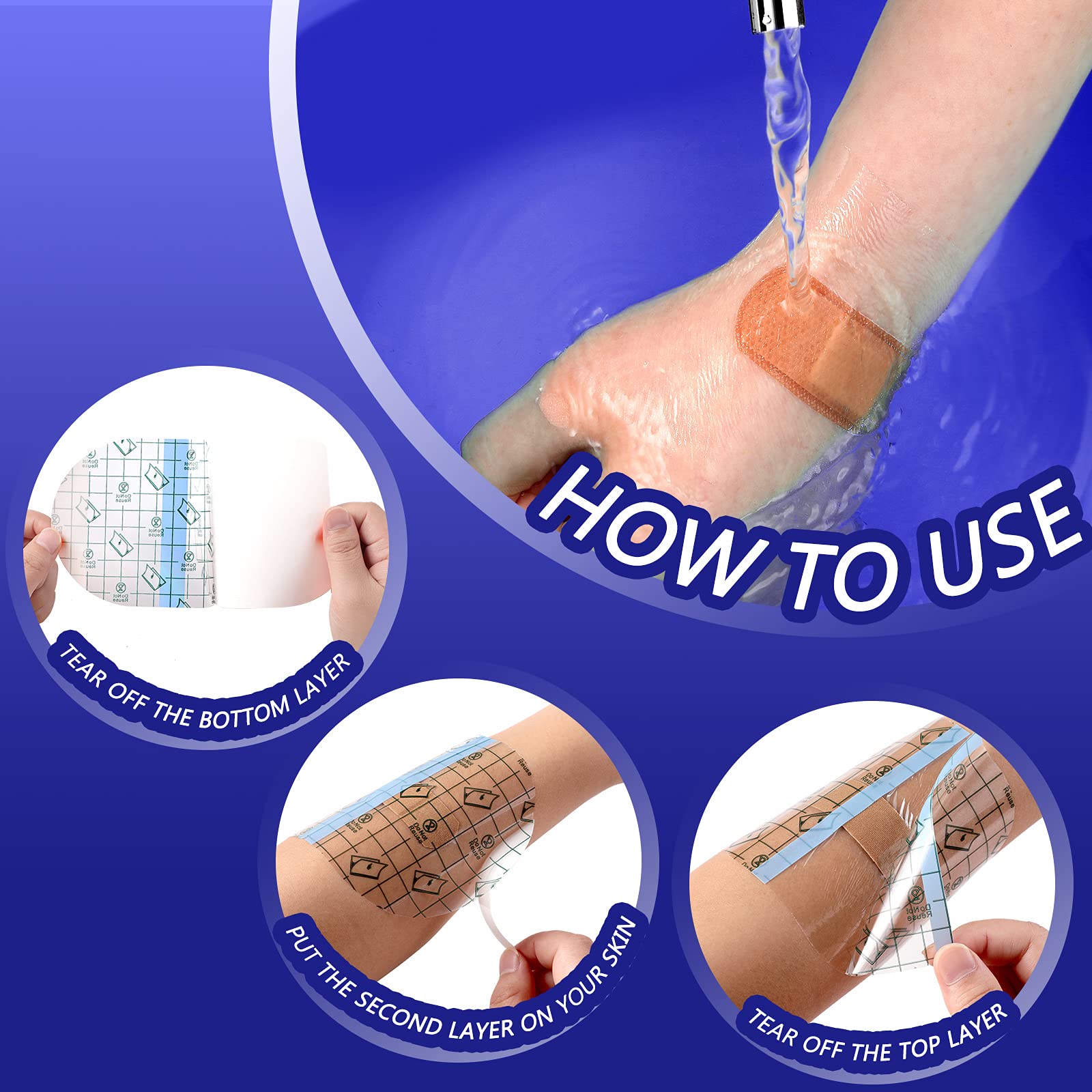 Nuanchu 100 Pieces Stretch Adhesive Bandages Large Waterproof Adhesive Dressing Bandages Transparent Protective Dressing Tape Fi