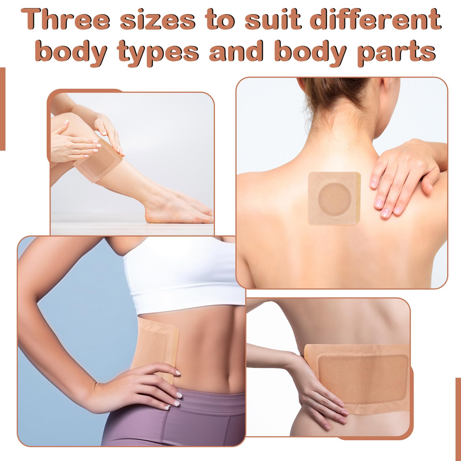 Geiserailie 120 Pcs Castor Oil Patches Kit Disposable Castor Oil Pack Wrap Self Adhesive Multi Size Pads for Neck Belly Waist St