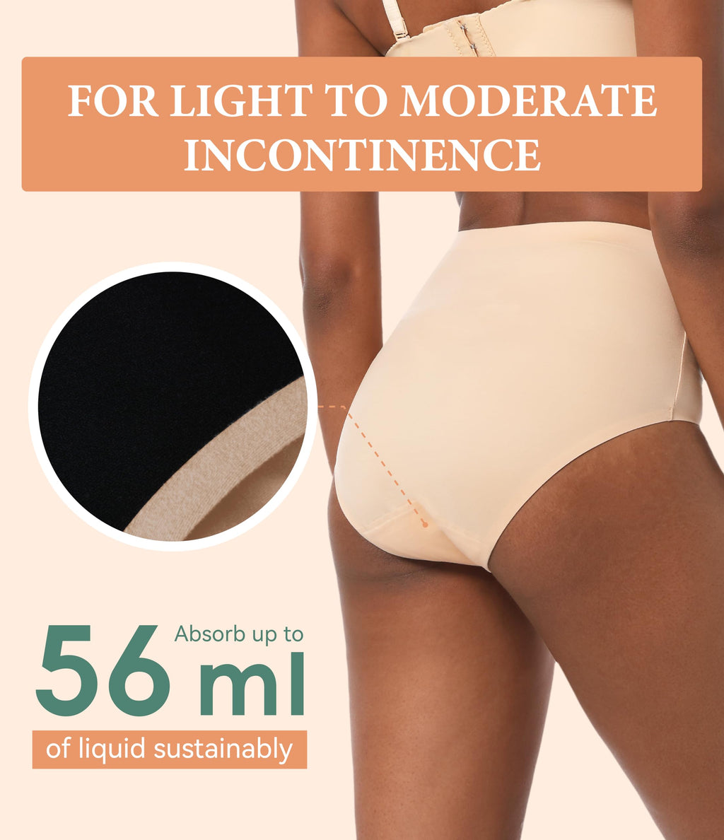 IRISMORII Adult Incontinence Protective Underwear for Women Reusable Bladder Leakage Protection Brief Postpartum 56 ml Absorbenc