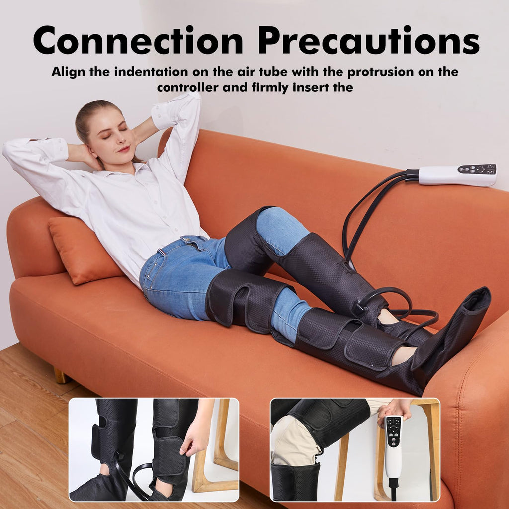 LINGTENG Leg Air Compression Massager for Foot Heat, Air Compression Calf Massage and Thigh Massage, Handheld Controller 3 Inten
